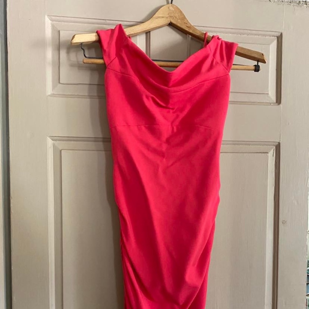 Nicole Miller Pink Ruched Off shoulder Cocktail Dress
